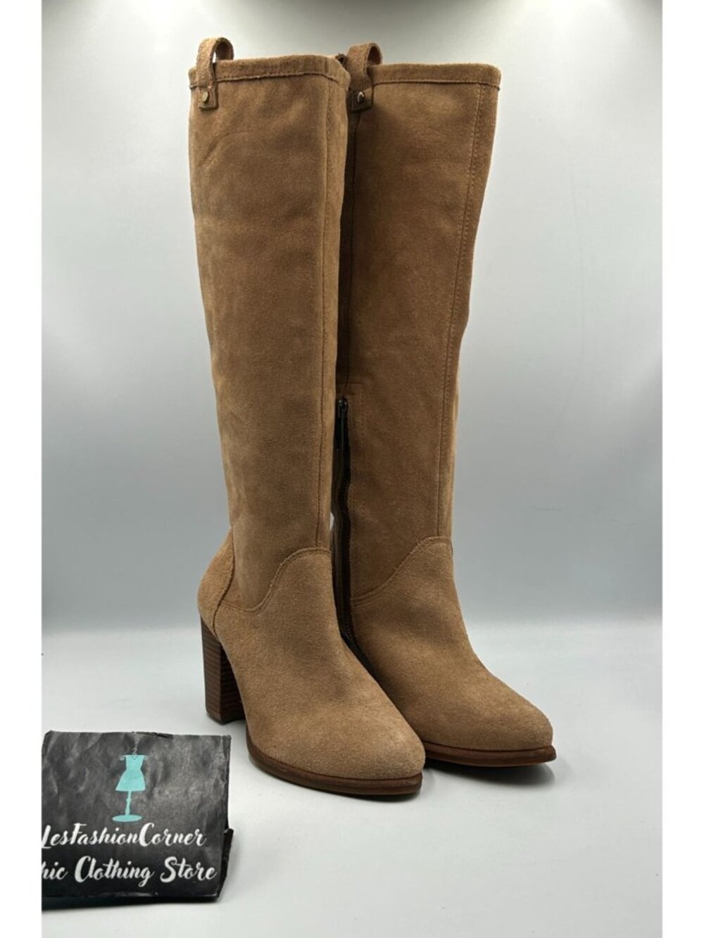 UGG Women's Tan Suede Leather Ava Tall Water Resistant Heeled Boot Size 7 3323 - Picture 10 of 16